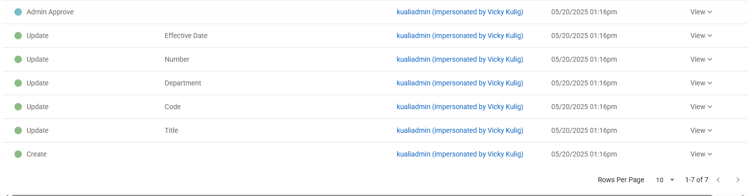 Classic - Student - Admin Approve Audit Log