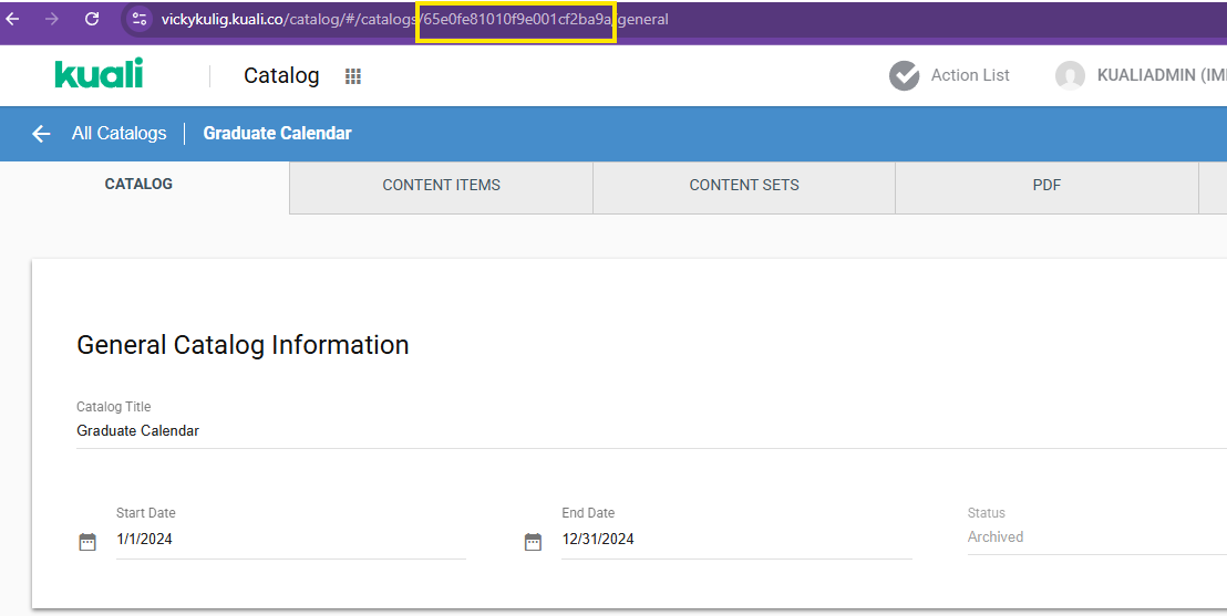 Classic - Student - Catalog ID Location