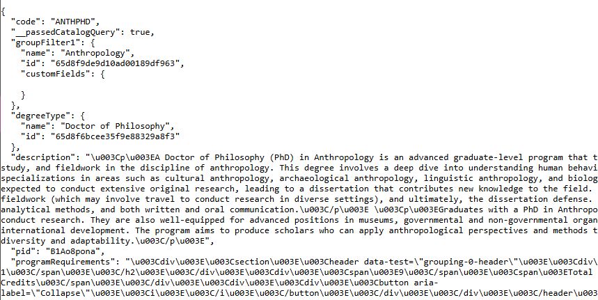Classic - CM - Example of Catalog API Data
