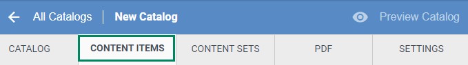 Screenshot of Content Items tab