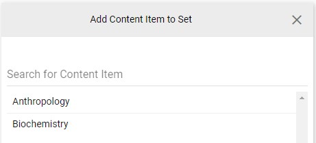 Screenshot of Adding Content Items to a Set