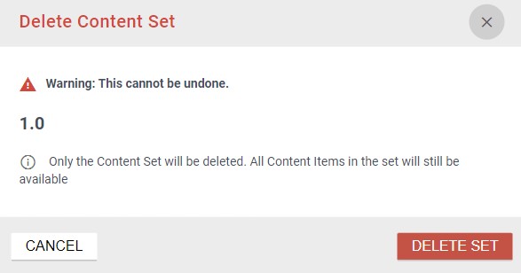 Screenshot of Delete Set confirmation