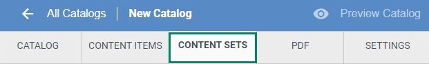 Screenshot of Content Sets tab