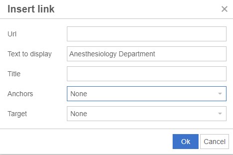Screenshot of URL menu