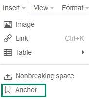 Screenshot of Insert menu