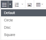Screenshot of the Ordered List options