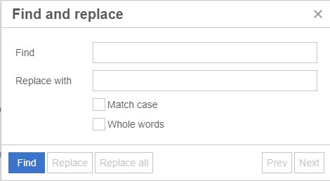 Screenshot of Find and Replace Menu