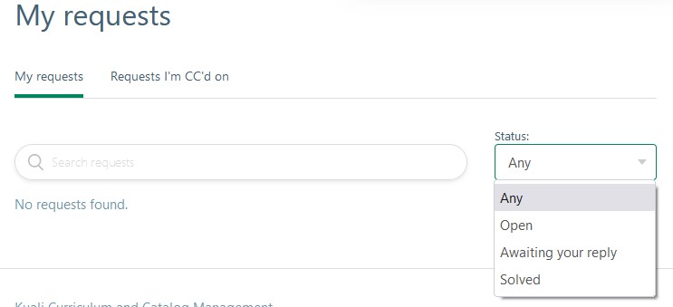 Screenshot of request menu