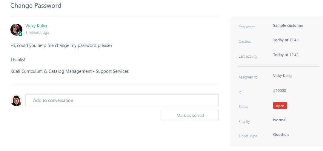 Screenshot of ticket review