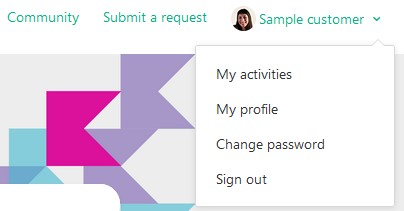 Screenshot of profile menu