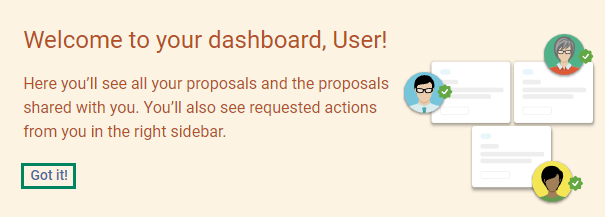 Screenshot of welcome message