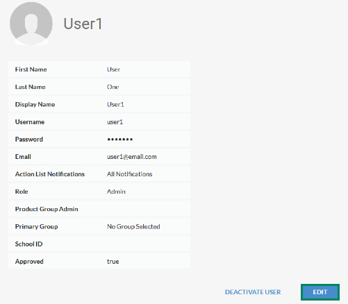 Screenshot of selecting User Settings