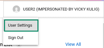 Screenshot of User Settings selection