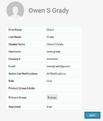Screenshot of editing the User Settings selection